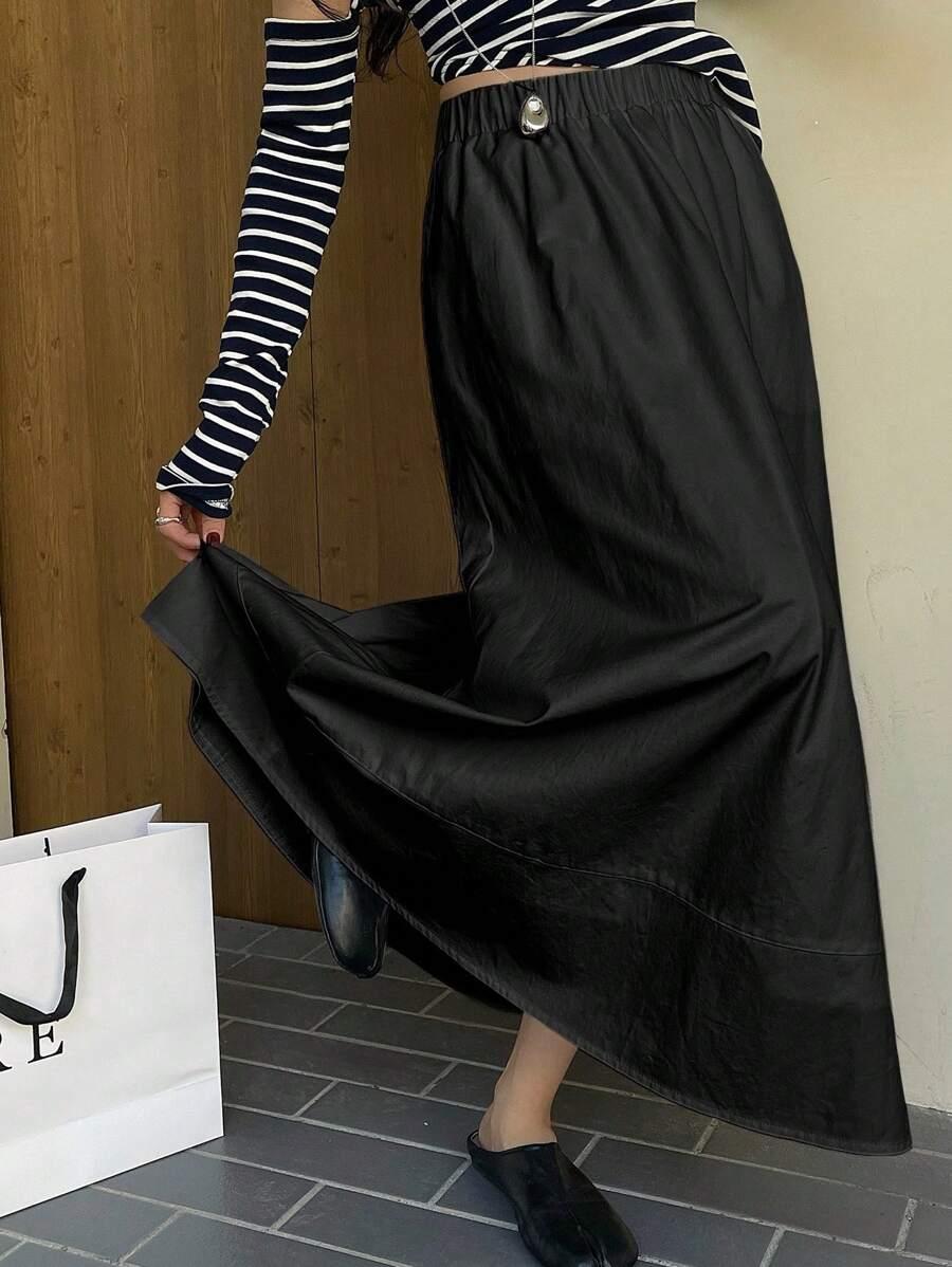 SHEIN CZARNA MAXI SPÓDNICA S06__M