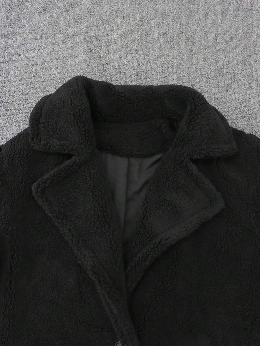 SHEIN CZARNY PŁASZCZ MIŚ W01__S