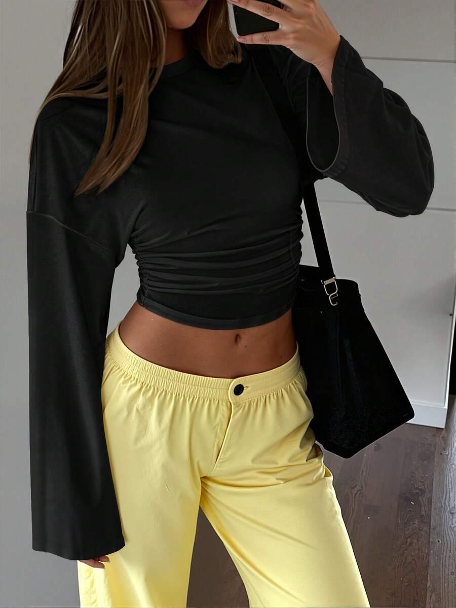SHEIN CZARNA BLUZKA MARSZCZENIE S06__S