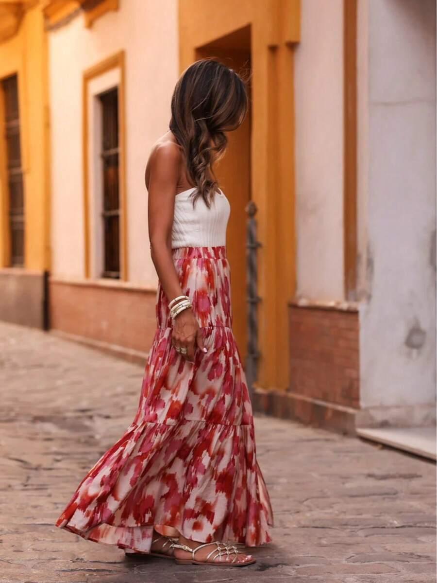 SHEIN MAXI SPÓDNICA ROZCIĘCIE S06__S