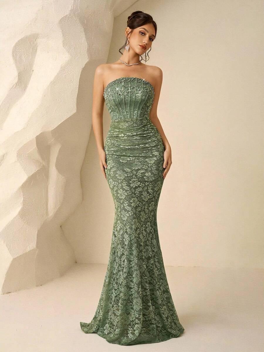 SHEIN ZIELONA MAXI SUKIENKA S06__S