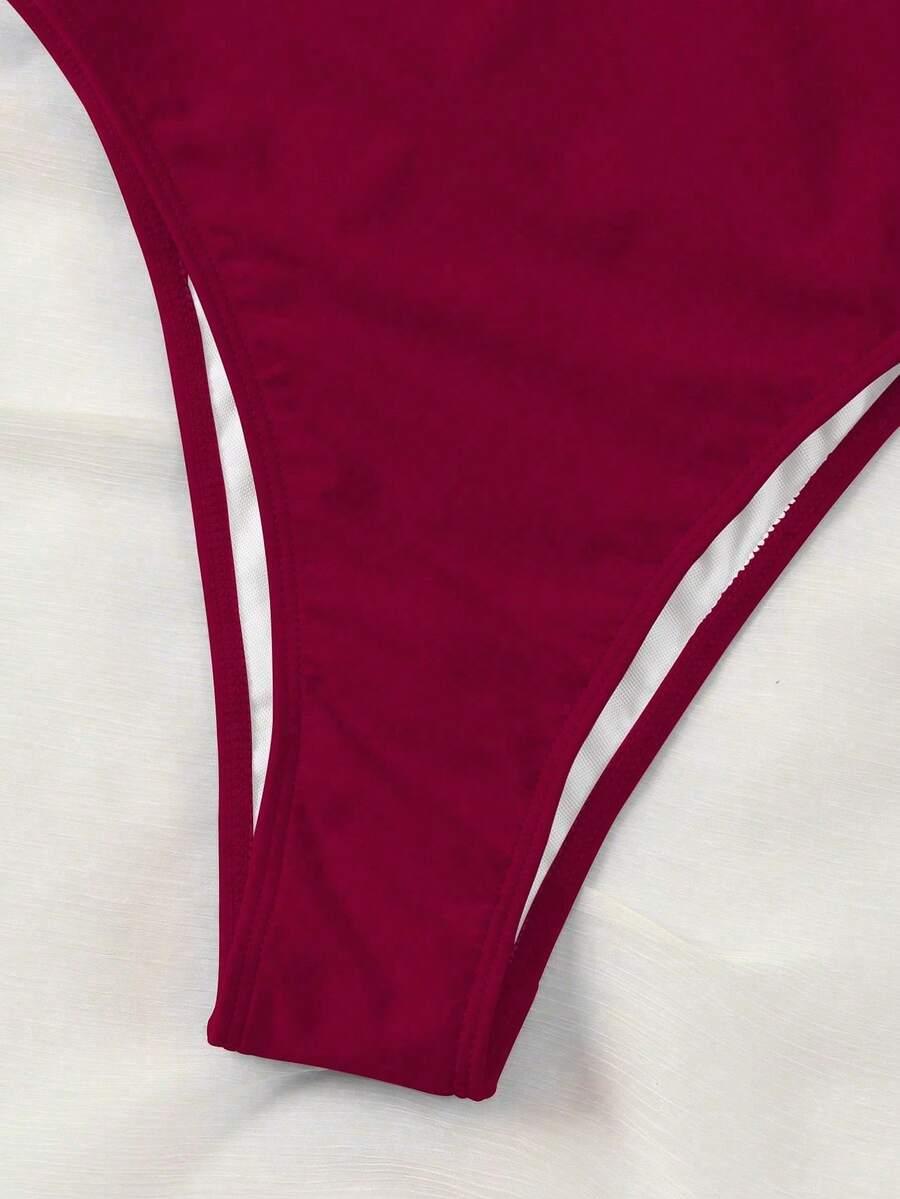SHEIN CZERWONY JEDNOCZĘŚCIOWY STRÓJ KĄPIELOWY S09__M