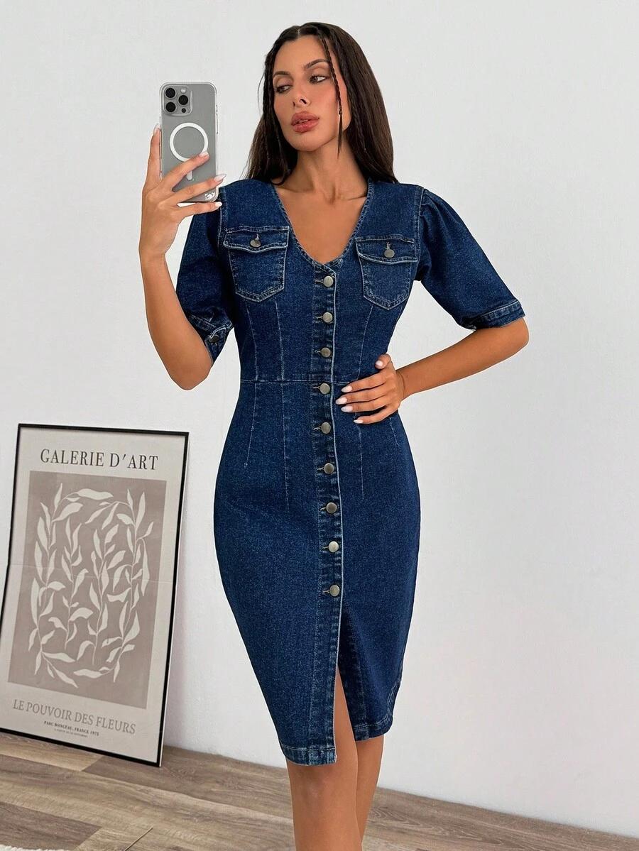 SHEIN JEANSOWA MIDI SUKIENKA S06__S