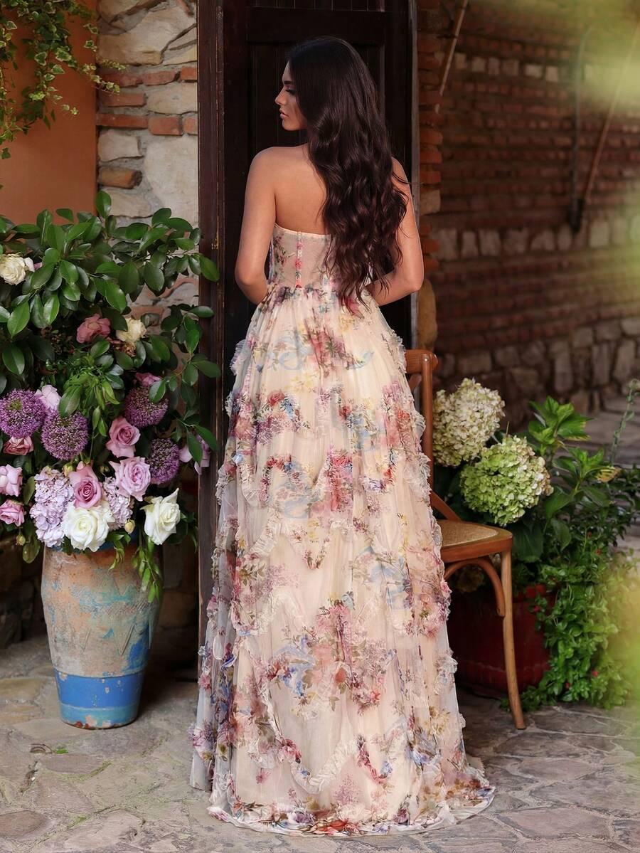 SHEIN SUKIENKA MAXI WZÓR KWIATY S06__M