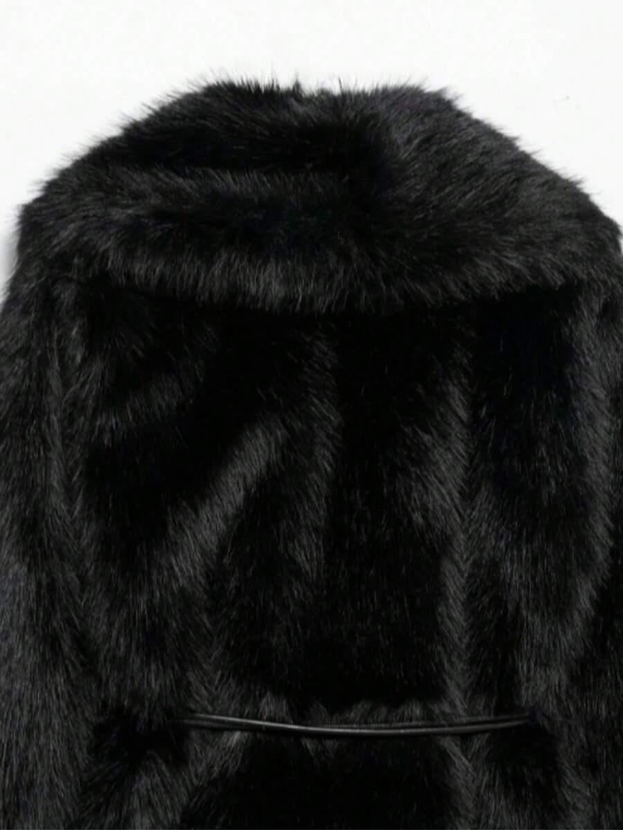 SHEIN CZARNE SZTUCZNE FUTRO W01__M