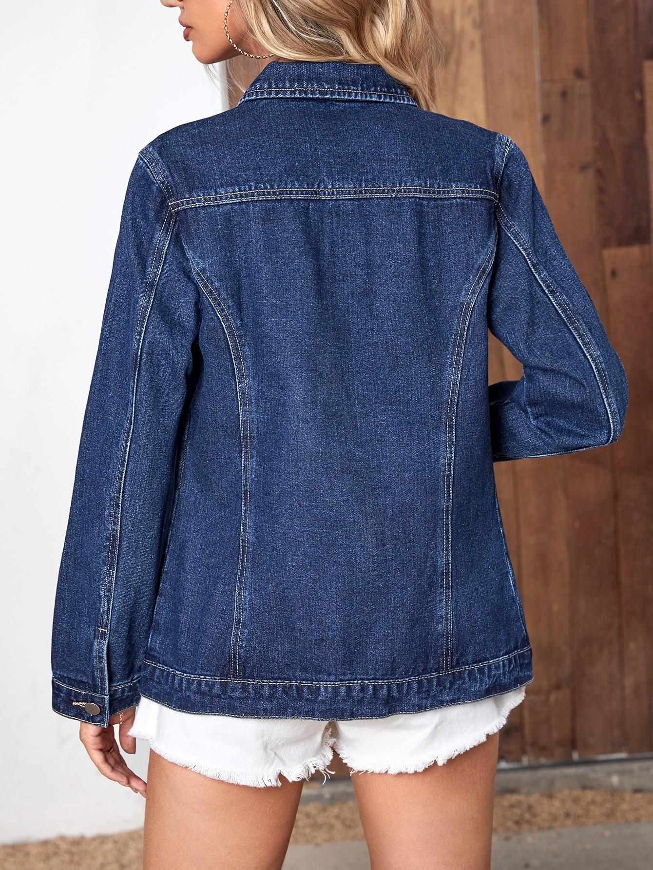 SHEIN GRANATOWA KURTKA JEANS S06__XL