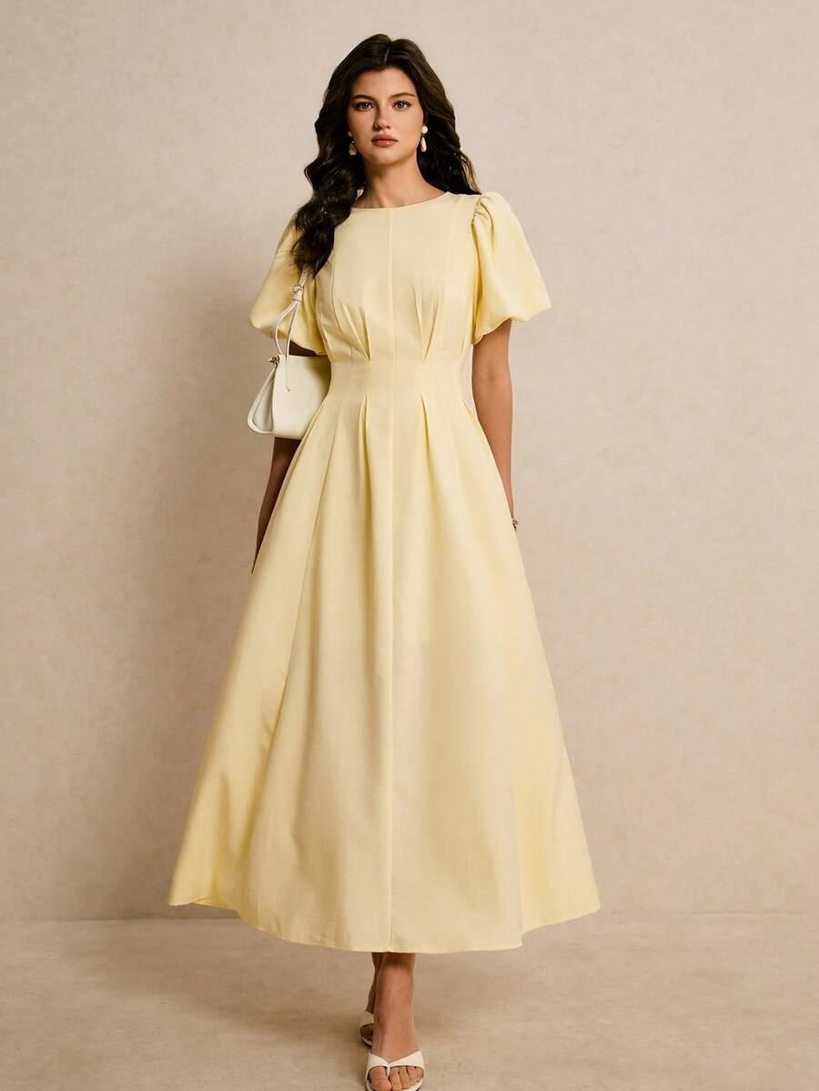 POÉSELLE ŻÓŁTA MAXI SUKIENKA S06__L