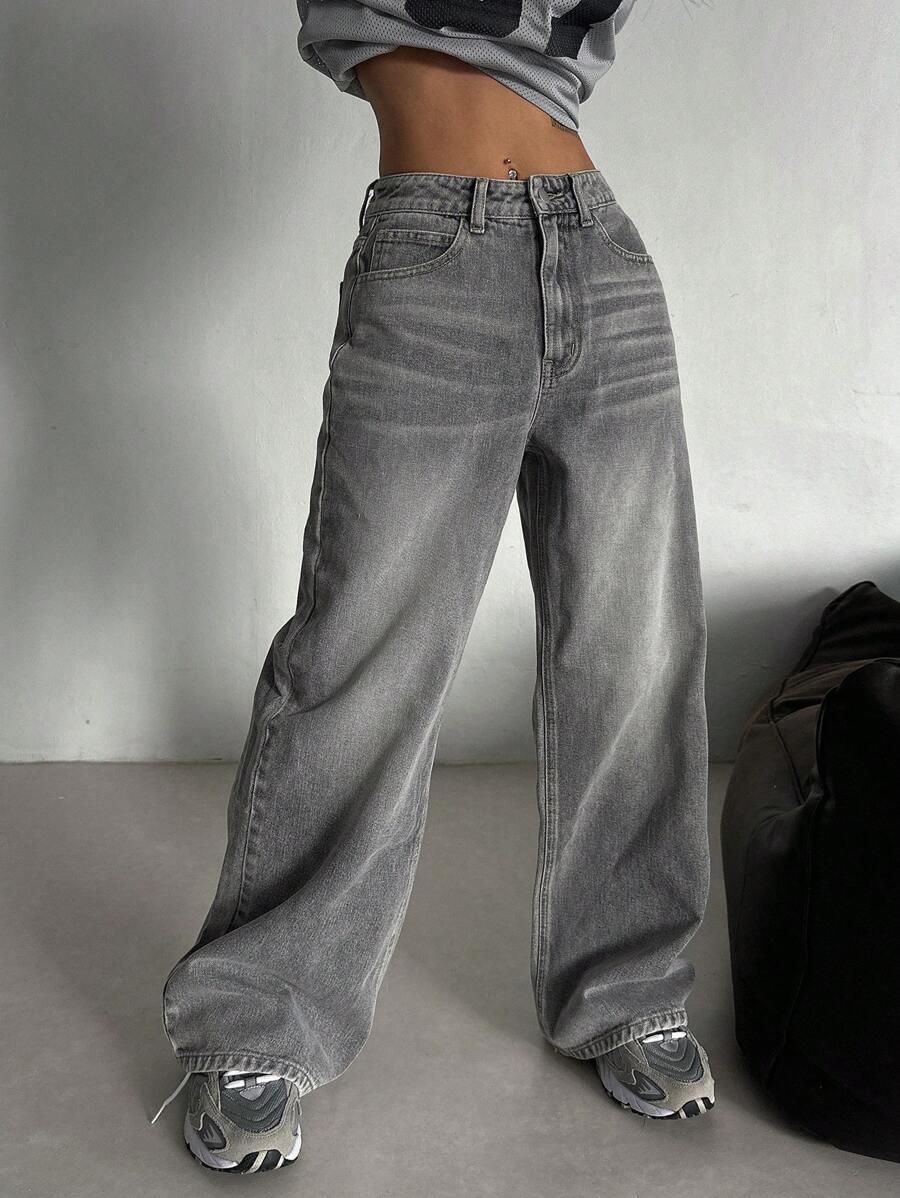 DAZY SZARE SPODNIE JEANS SZEROKIE NOGAWKI S06__M