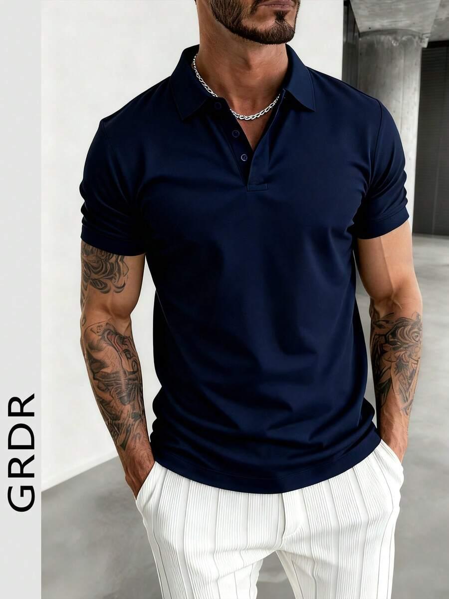 SHEIN GRANATOWA KOSZULKA POLO S06__XXL