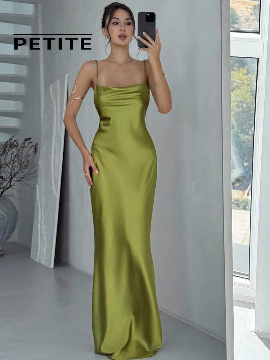 SHEIN ZIELONA SATYNOWA MAXI SUKIENKA S06__S