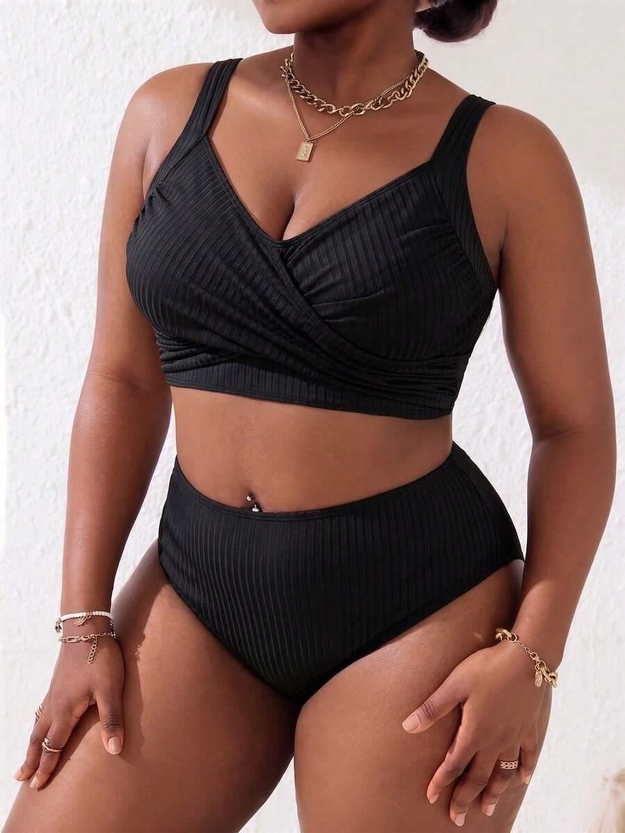 SHEIN CZARNY STRÓJ KĄPIELOWY DWUCZĘŚCIOWY S09__XXL