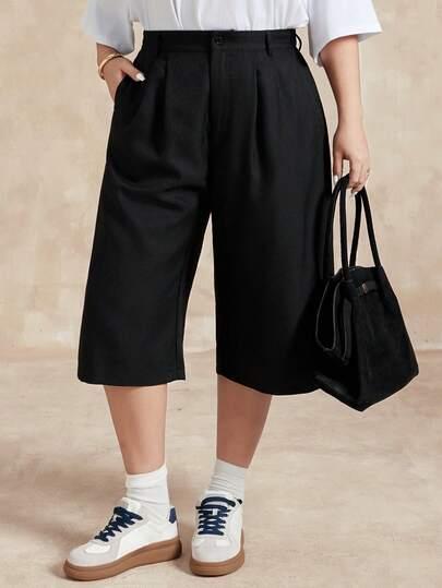 SHEIN CZARNE SPODENKI PROSTA NOGAWKA S06__50