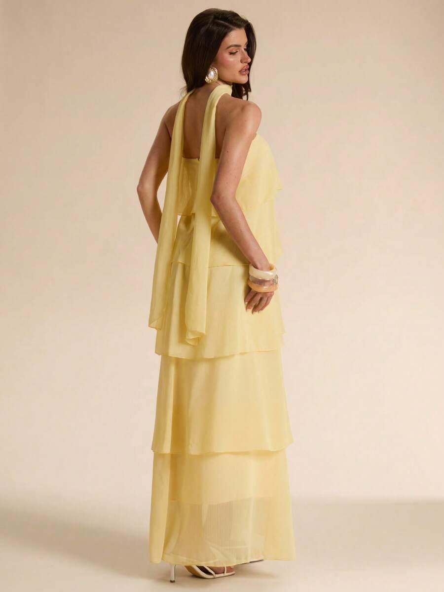 SHEIN ŻÓŁTA MAXI SUKIENKA S09__S