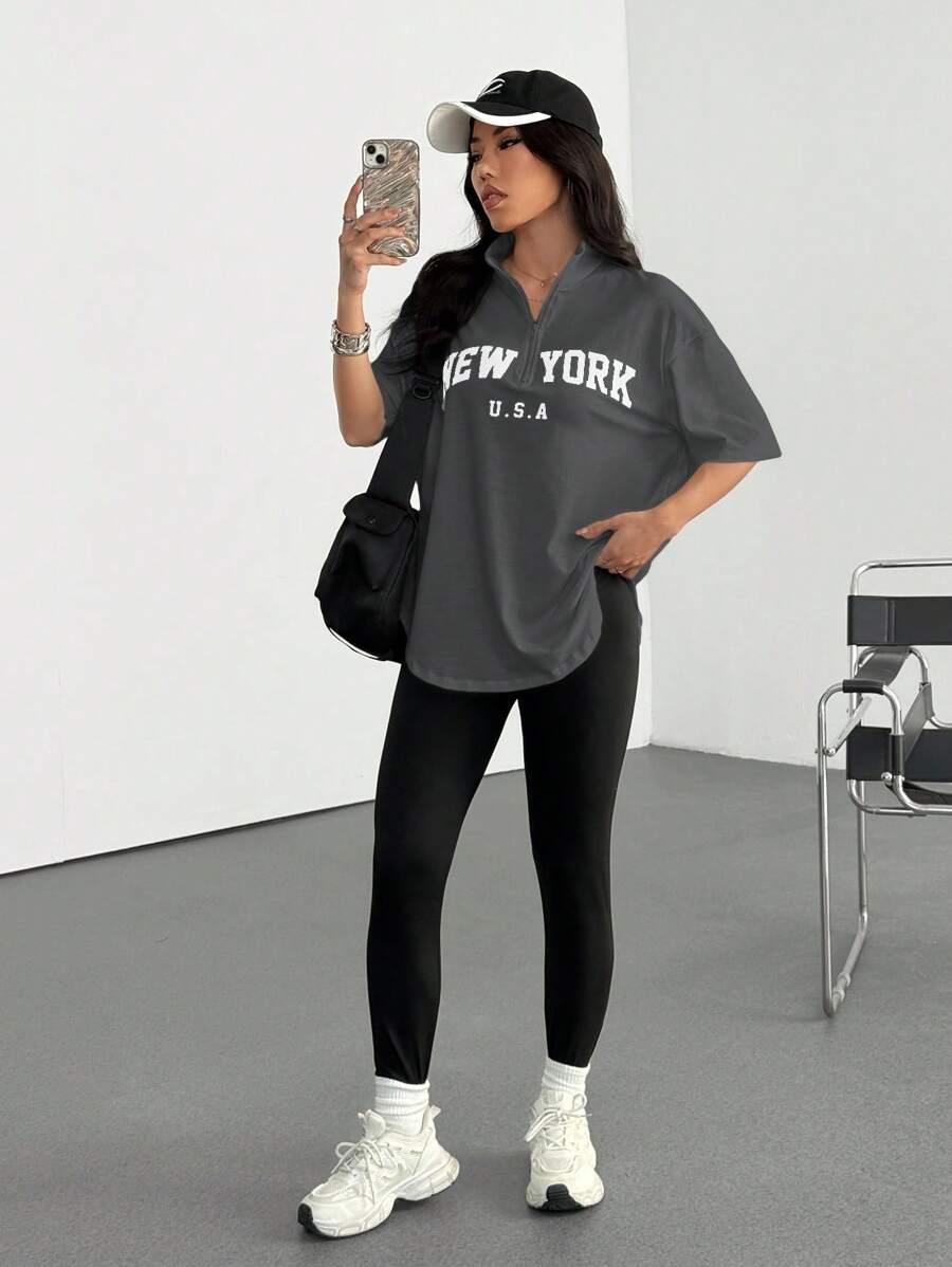 SHEIN T-SHIRT LEGGINSY KOMPLET S06__M