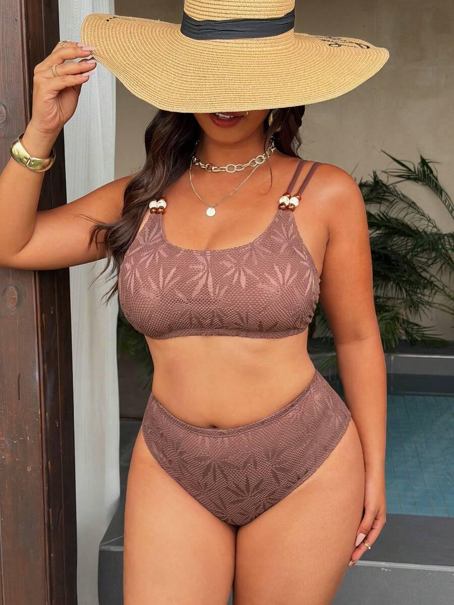 SHEIN BRĄZOWY STRÓJ KĄPIELOWY DWUCZĘŚCIOWY S09__46