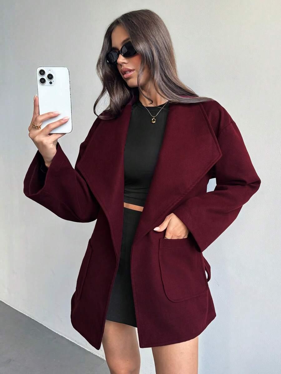 SHEIN BORDOWY KLASYCZNY PŁASZCZ W01__L