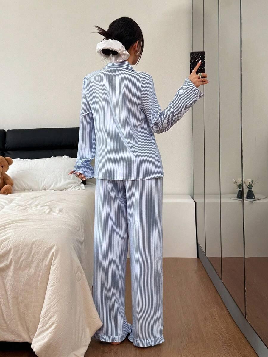 SHEIN PIŻAMOWE SPODNIE W PASKI S09__L