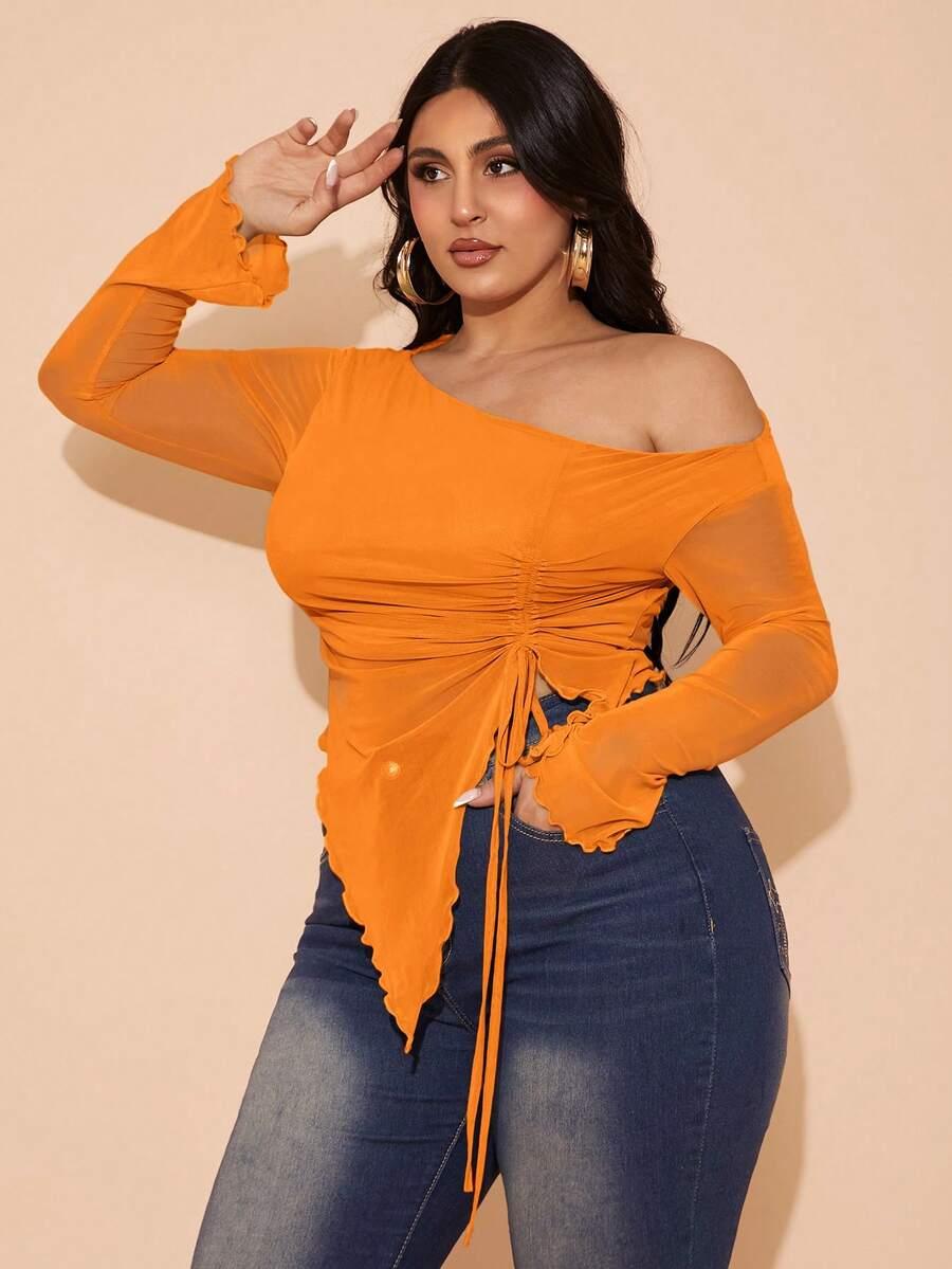 SHEIN POMARAŃCZOWA BLUZKA DŁUGI RĘKAW S06__XXL