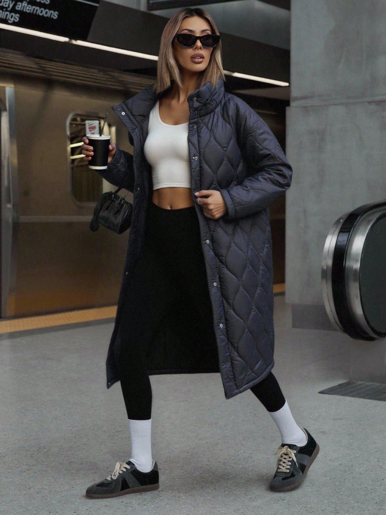 SHEIN CZARNA PIKOWANA KURTKA W01__M