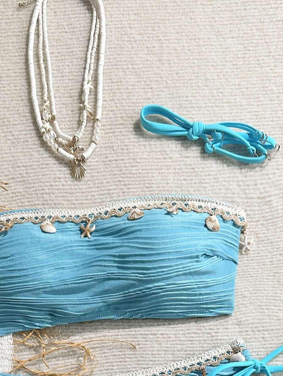 SHEIN NIEBIESKI STRÓJ KĄPIELOWY S09__L