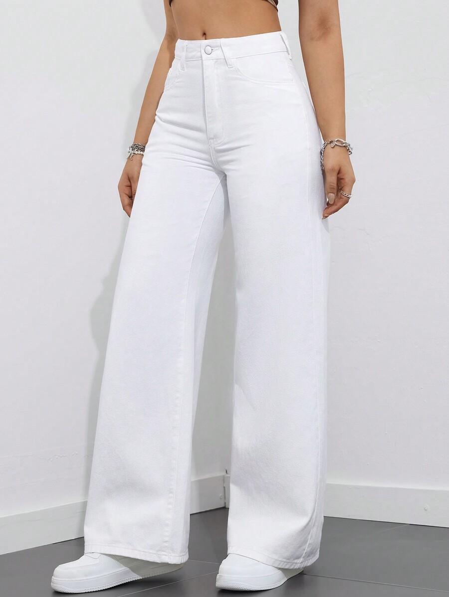 SHEIN BIAŁE PROSTE JEANSY S06__L