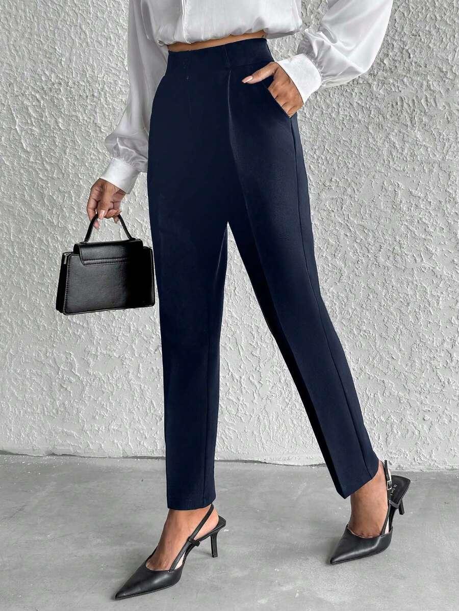 SHEIN GRANATOWE ELEGANCKIE SPODNIE S06__M