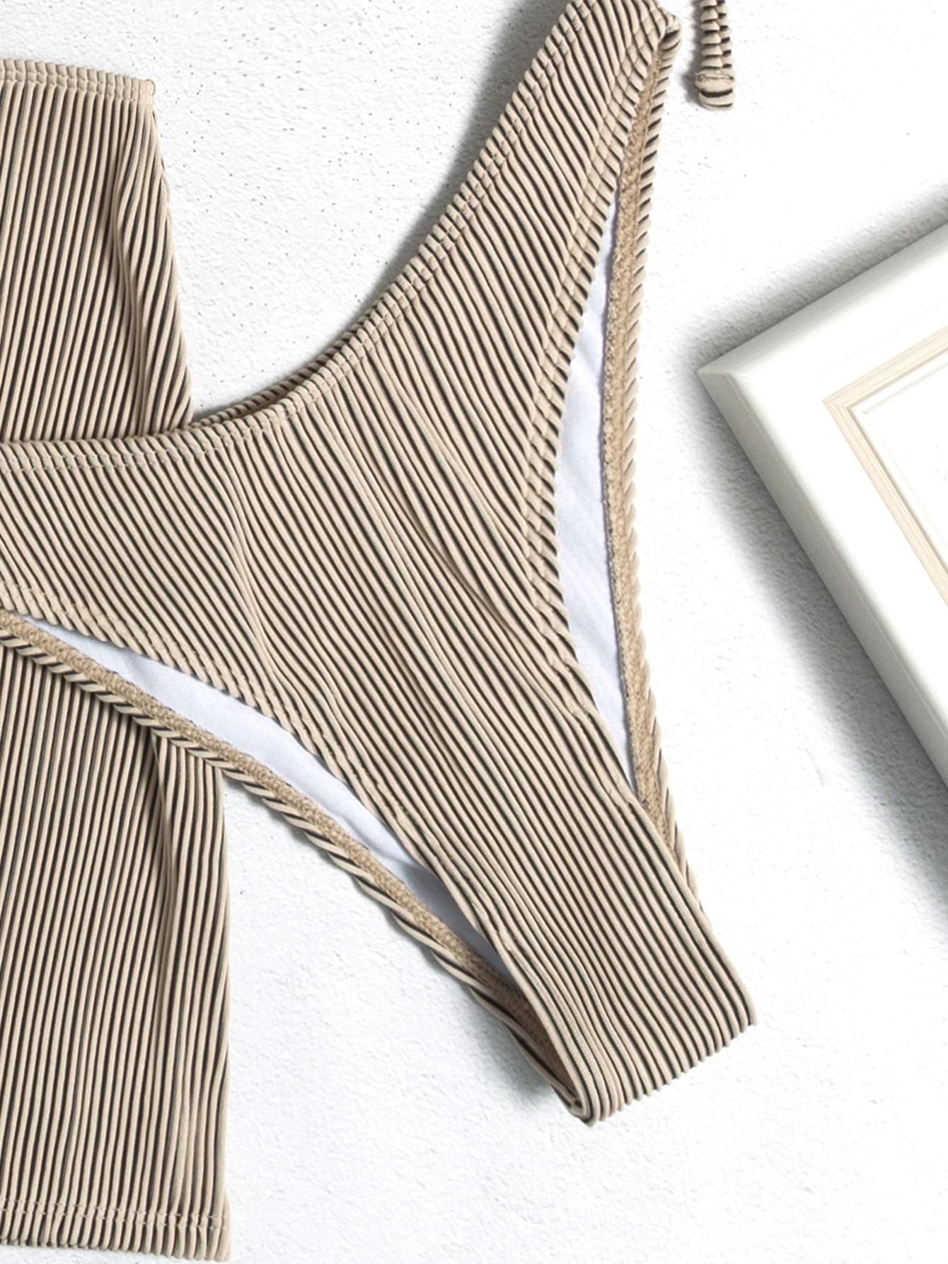 SHEIN BEŻOWE BIKINI SPÓDNICA KOMPLET S06__L