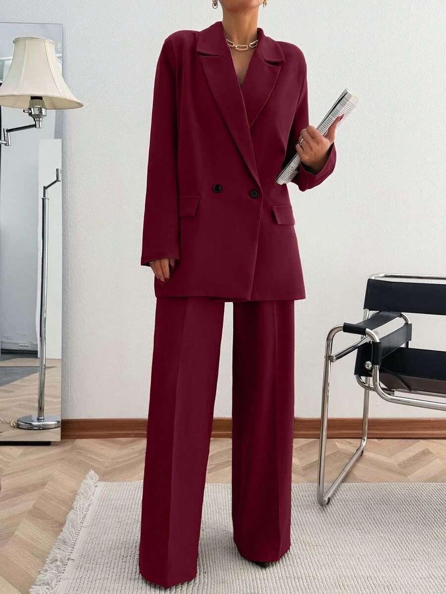 SHEIN CZERWONY KOMPLET MARYNARKA SPODNIE S06__M