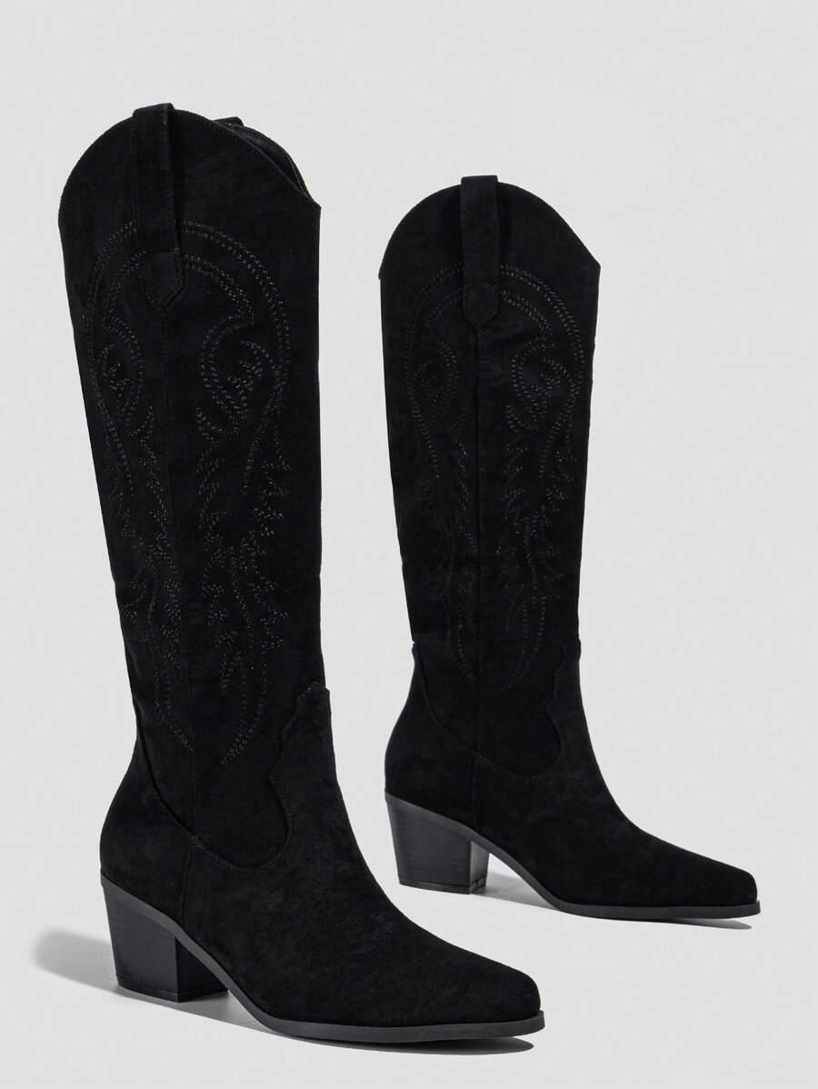 SHEIN CZARNE WSUWANE KOZAKI KOWBOJKI W01__39,5
