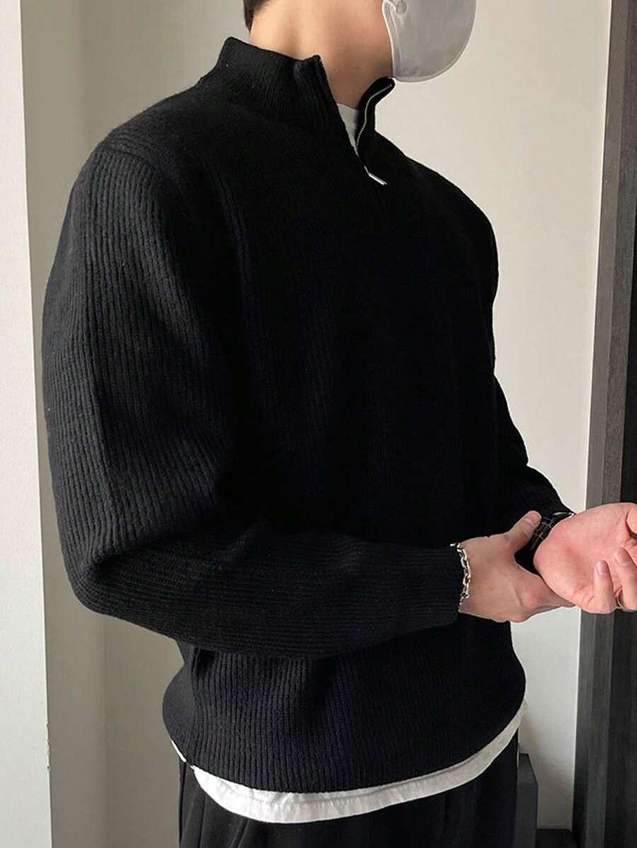 SHEIN CZARNY SWETER ZAMEK S06__M