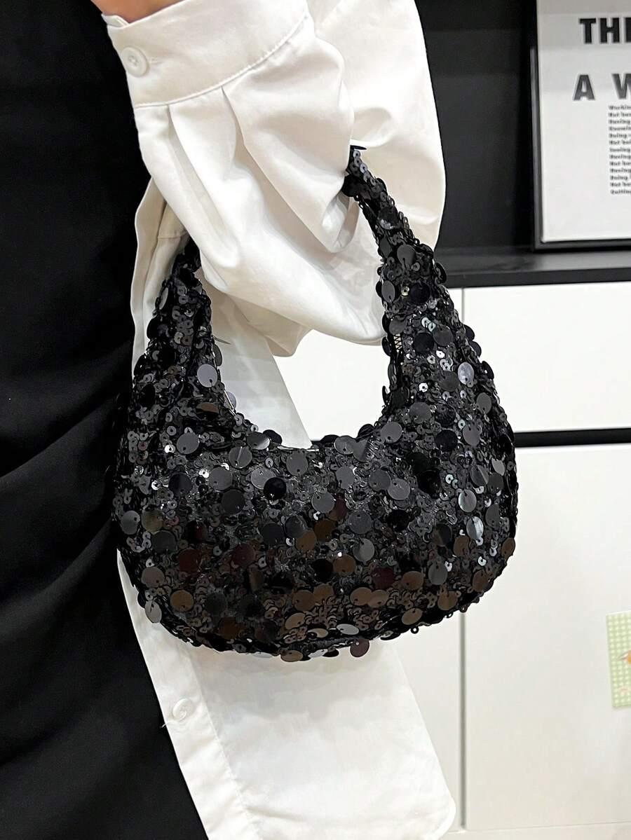 SHEIN CZARNA TOREBKA CEKINY S07__21X21
