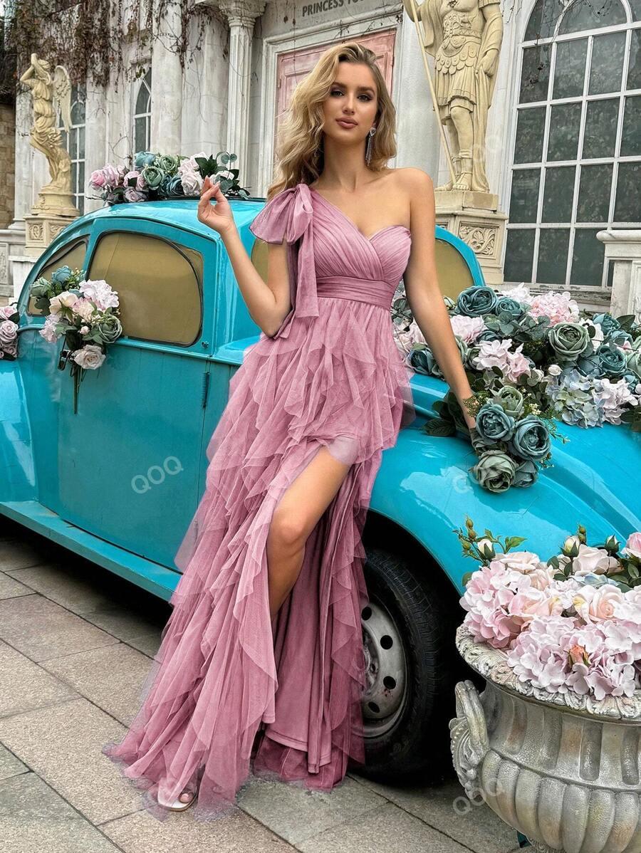 Q&Q FASHION RÓŻOWA MAXI SUKIENKA TIUL S06__M