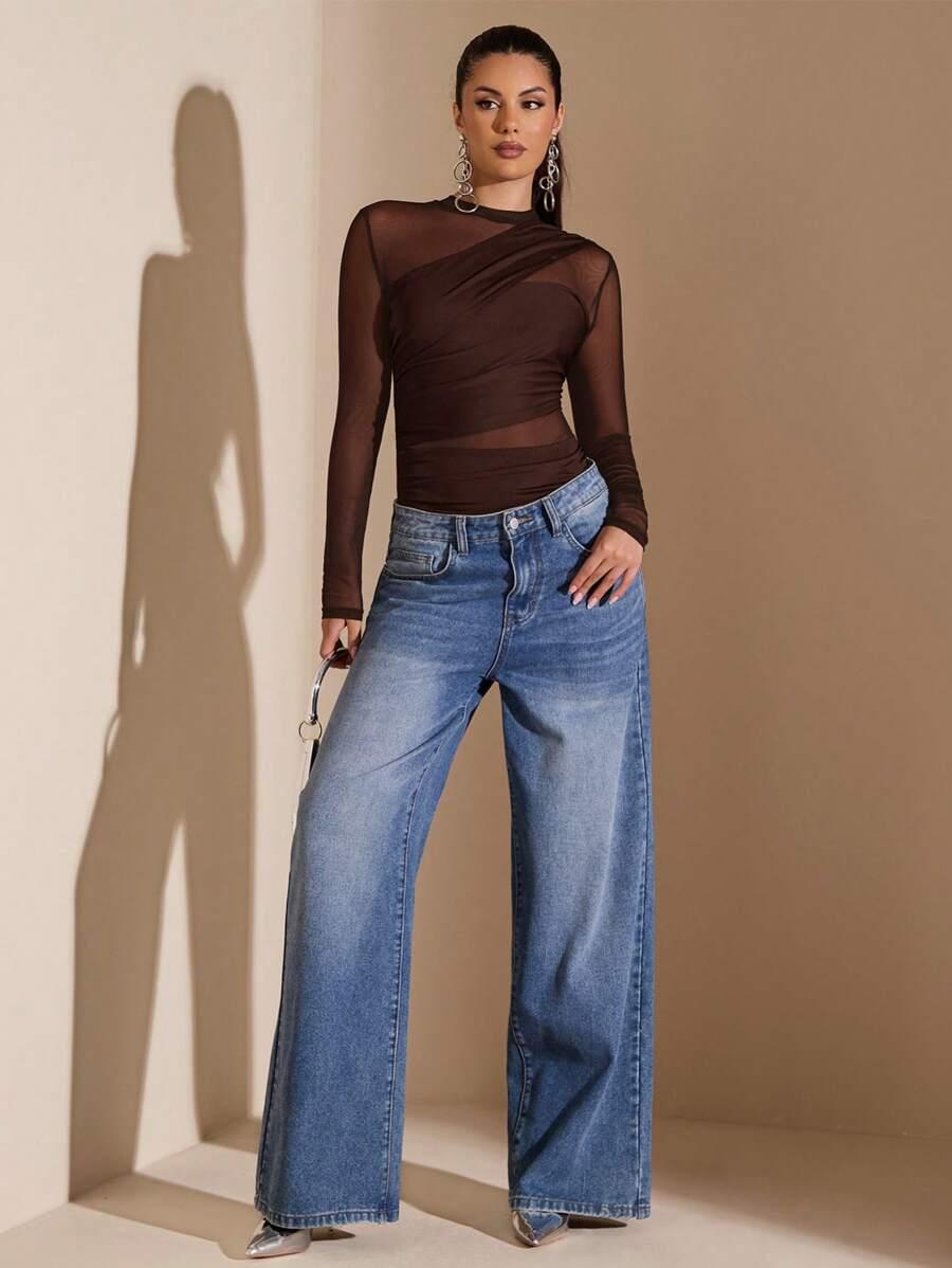 SHEIN BRĄZOWE BODY SIATECZKA S06__L