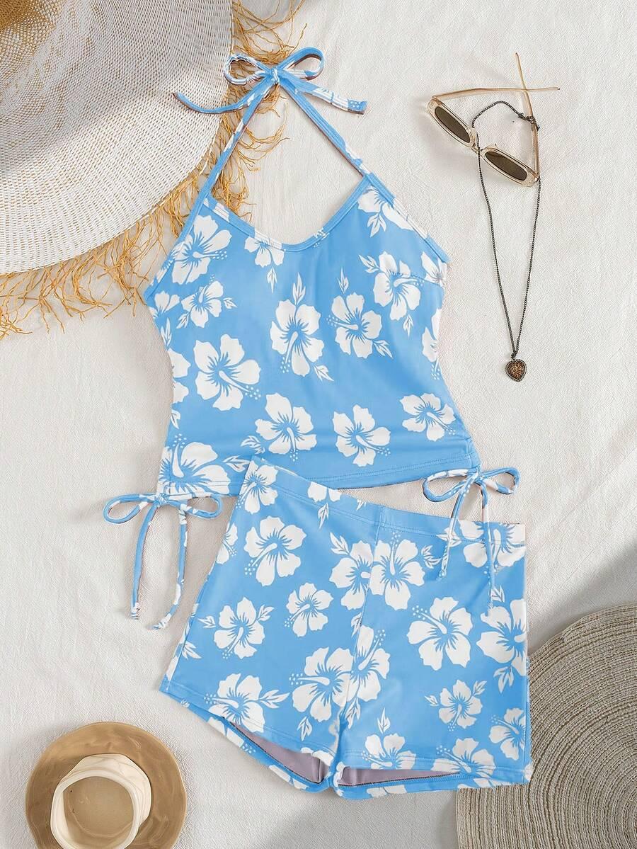 SHEIN DWUCZĘŚCIOWY STRÓJ KĄPIELOWY KWIATY S09__S