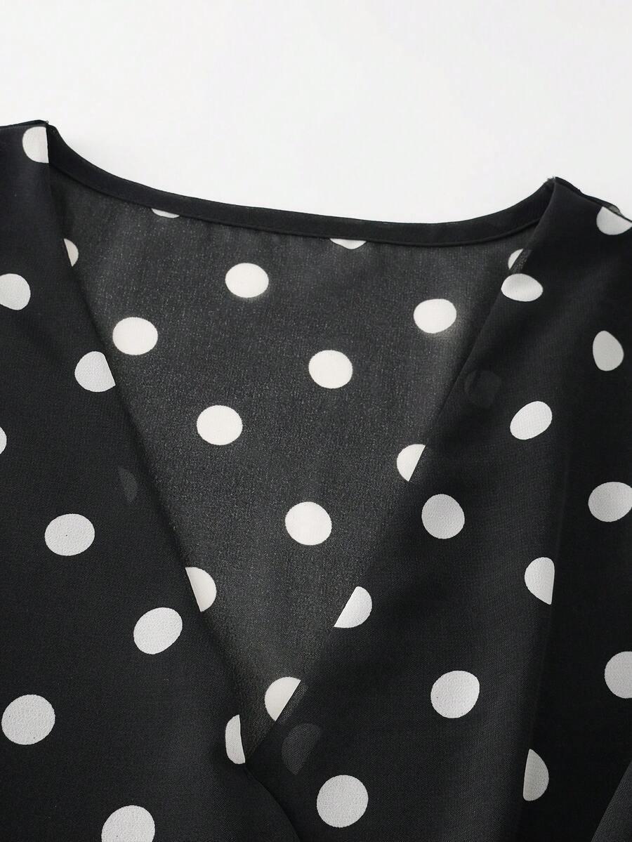 SHEIN CZARNA BLUZKA GROSZKI S09__M
