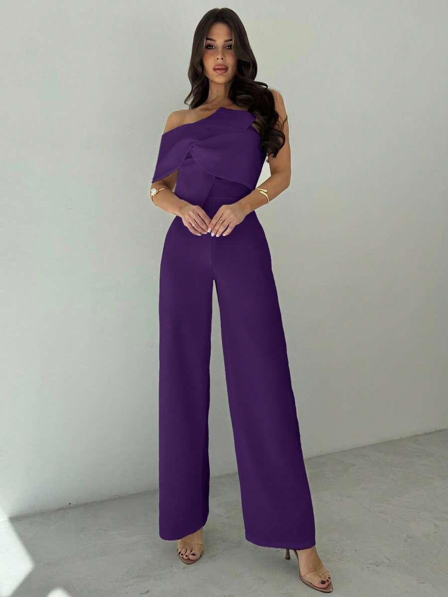 SHEIN FIOLETOWY ELEGANCKI KOMBINEZON S06__M