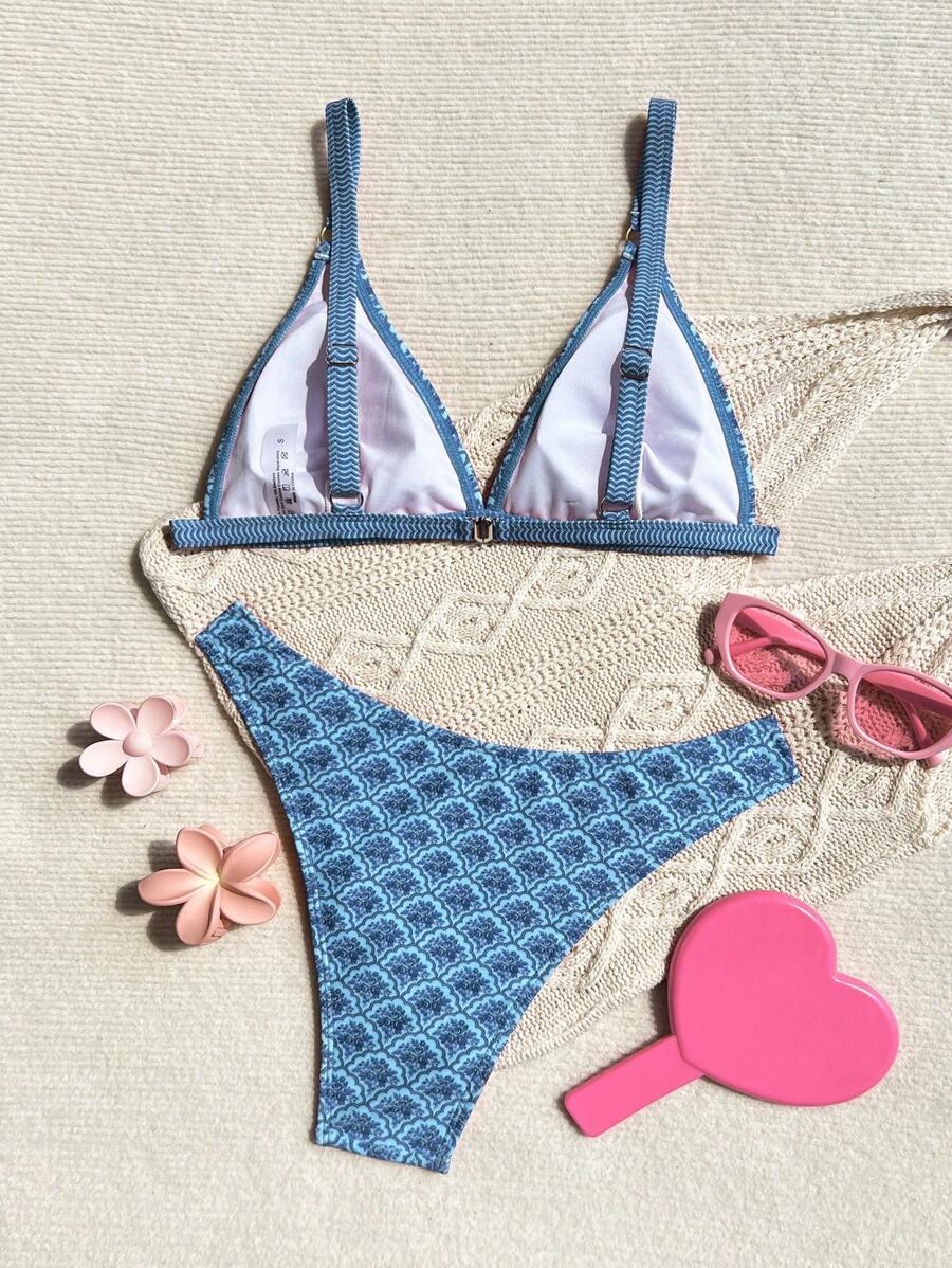 SHEIN DWUCZĘŚCIOWY STRÓJ KĄPIELOWY PRINT S09__L