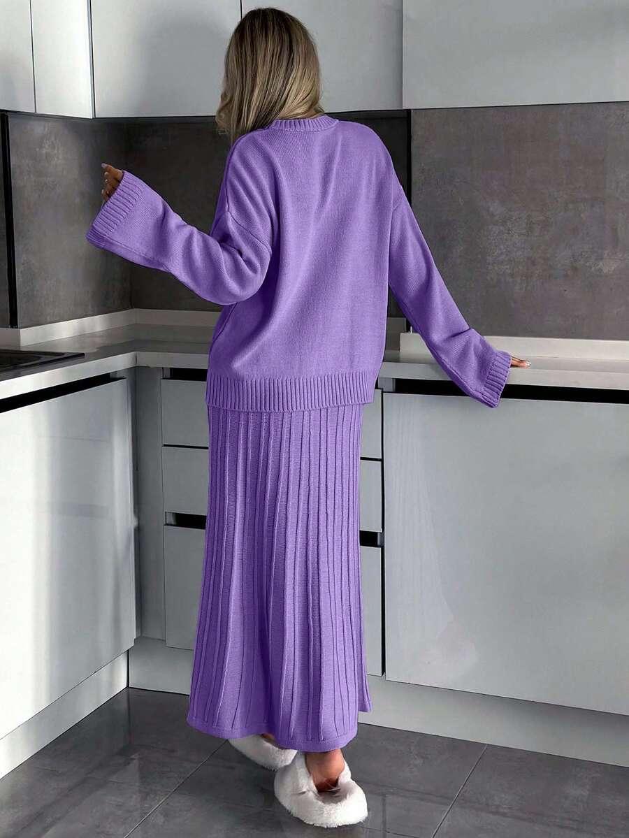 SHEIN SWETER SPÓDNICA DZIANINOWY KOMPLET S06__M