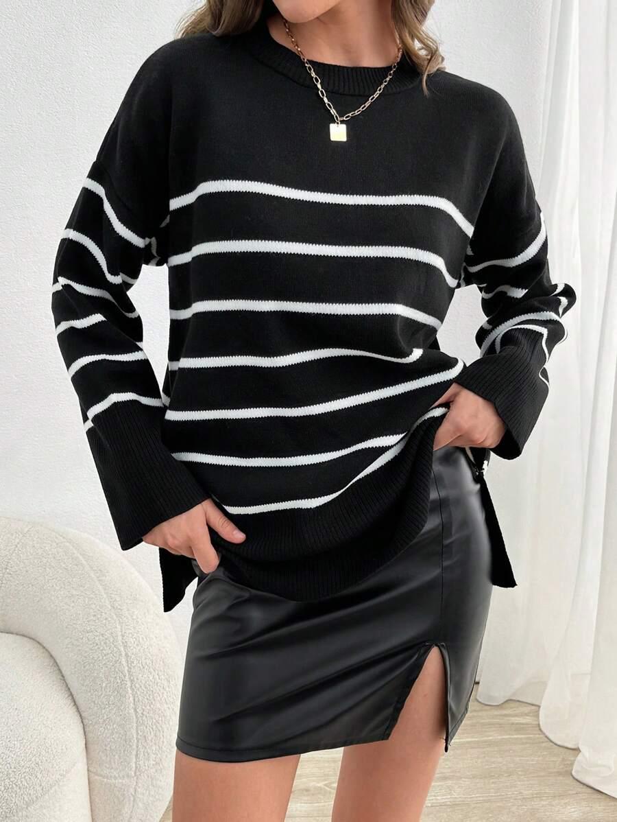 SHEIN SWETER W PASKI ROZCIĘCIA S06__M