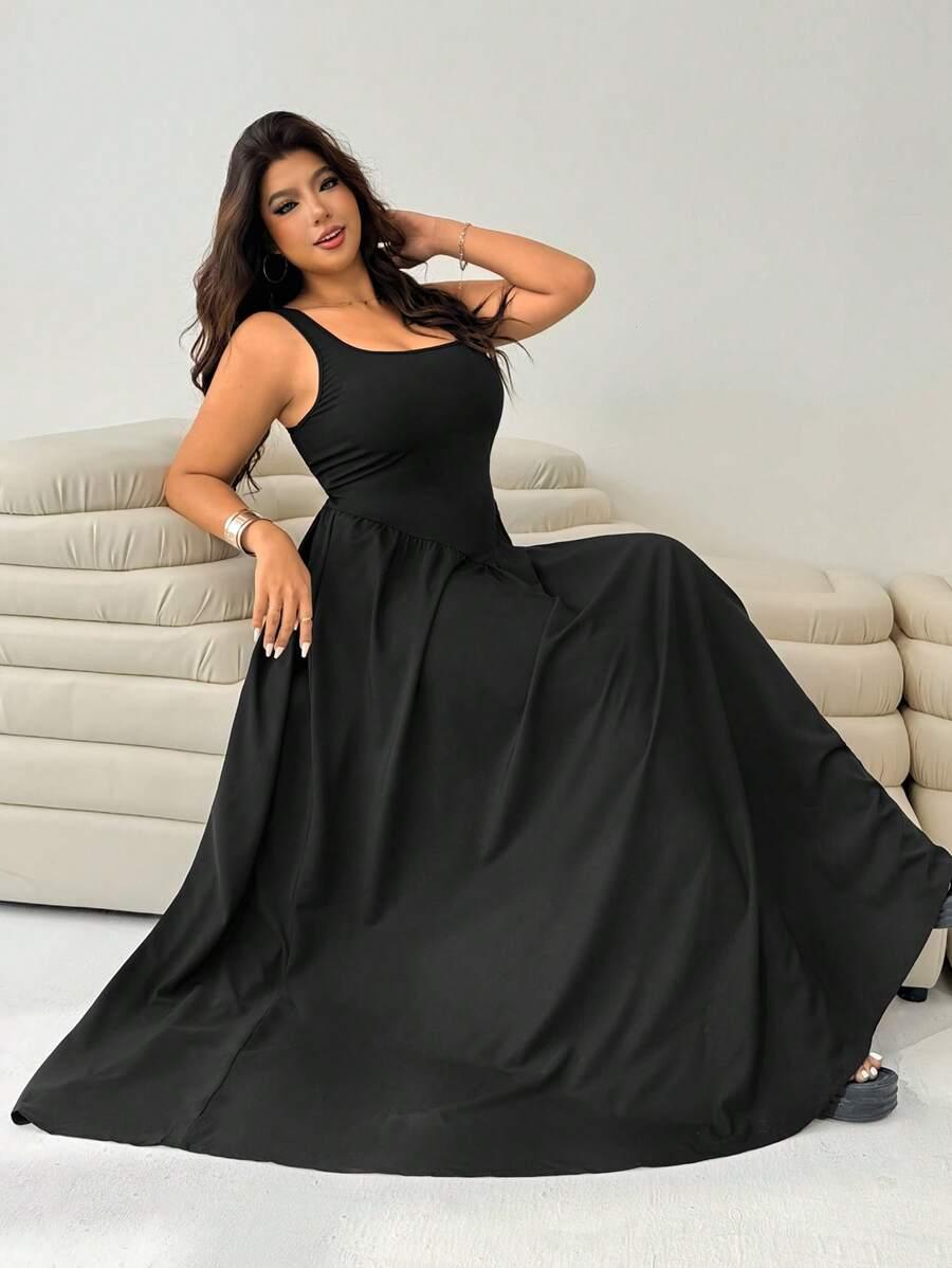 SOLFLARE CZARNA MAXI SUKIENKA S06__XXL