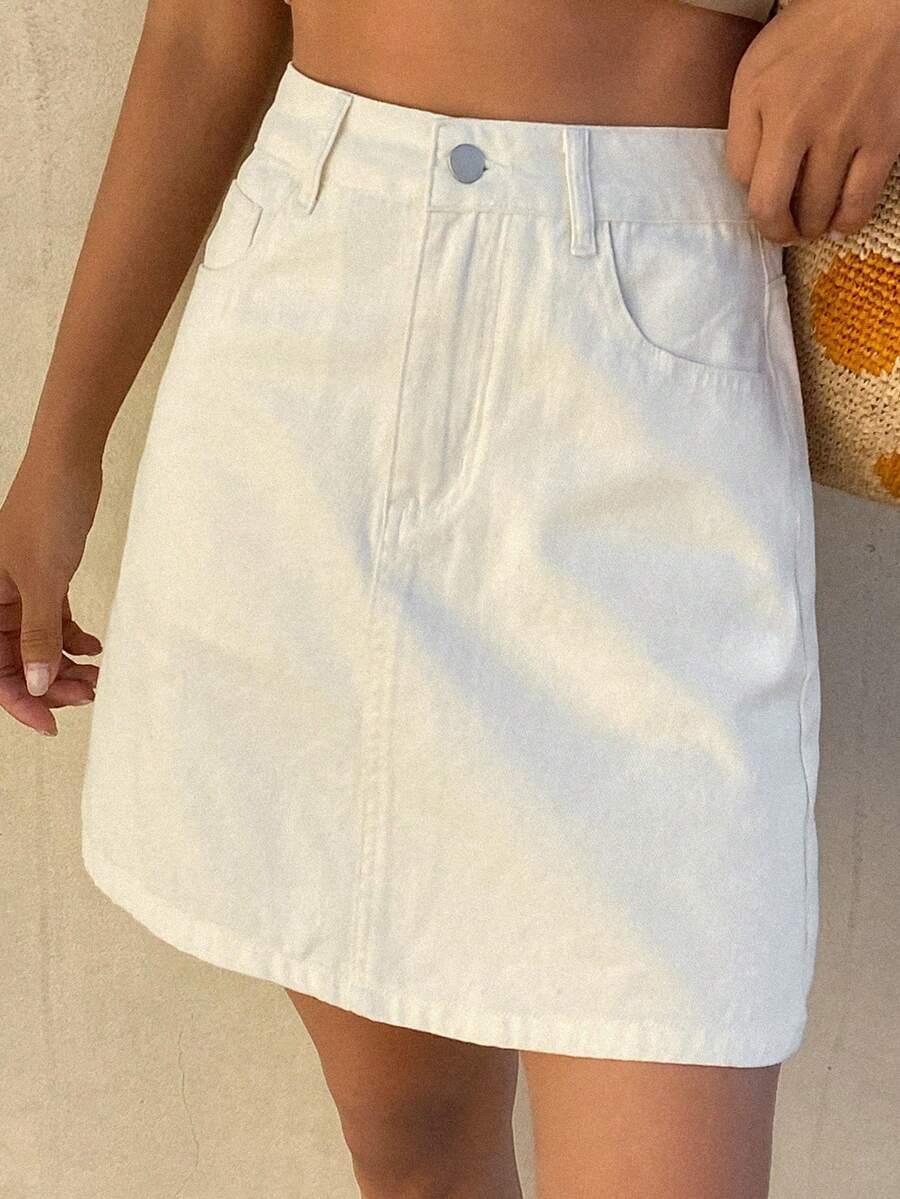 DAZY KREMOWA MINI SPÓDNICA JEANS S06__M
