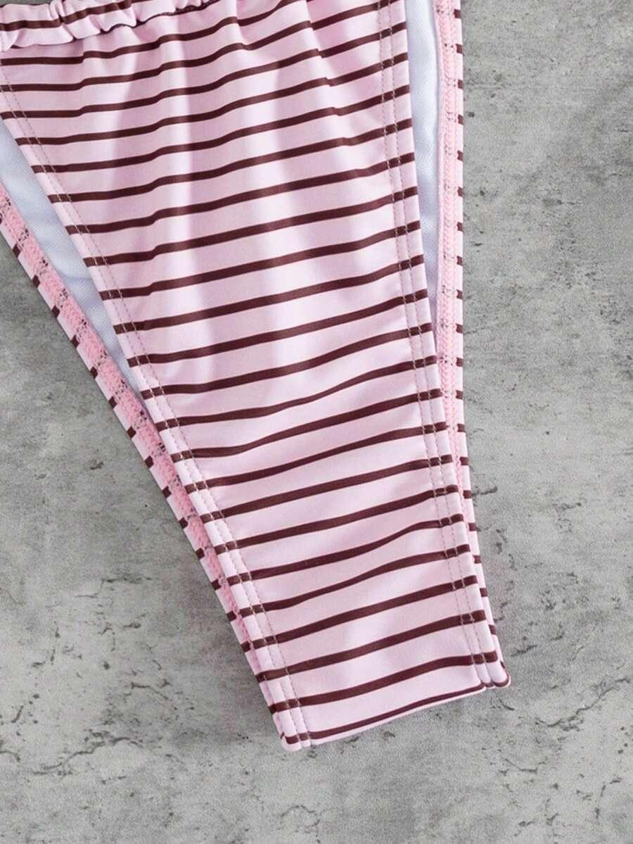 SHEIN DWUCZĘŚCIOWY STRÓJ KĄPIELOWY WZÓR PASKI S06__L