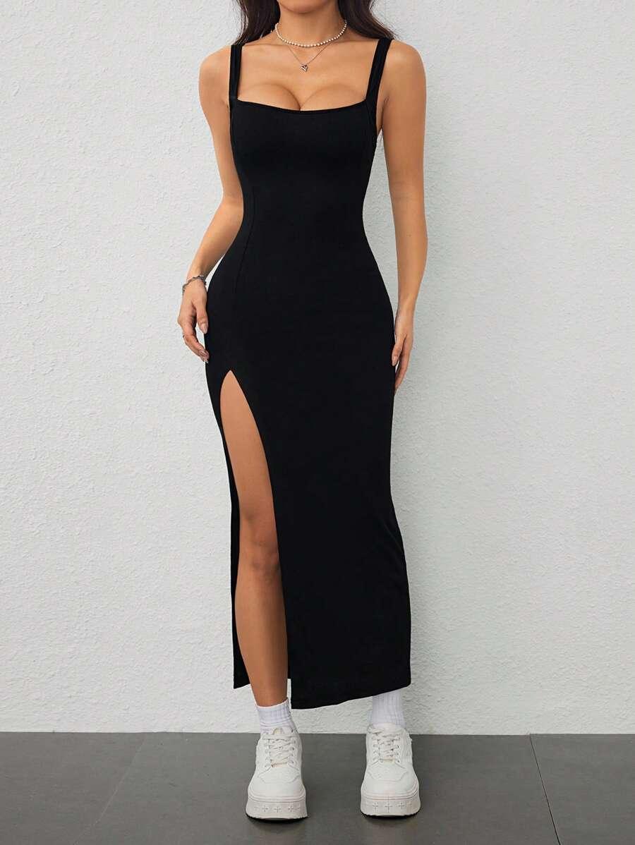 SHEIN CZARNA SUKIENKA NA RAMIĄCZKACH S06__M