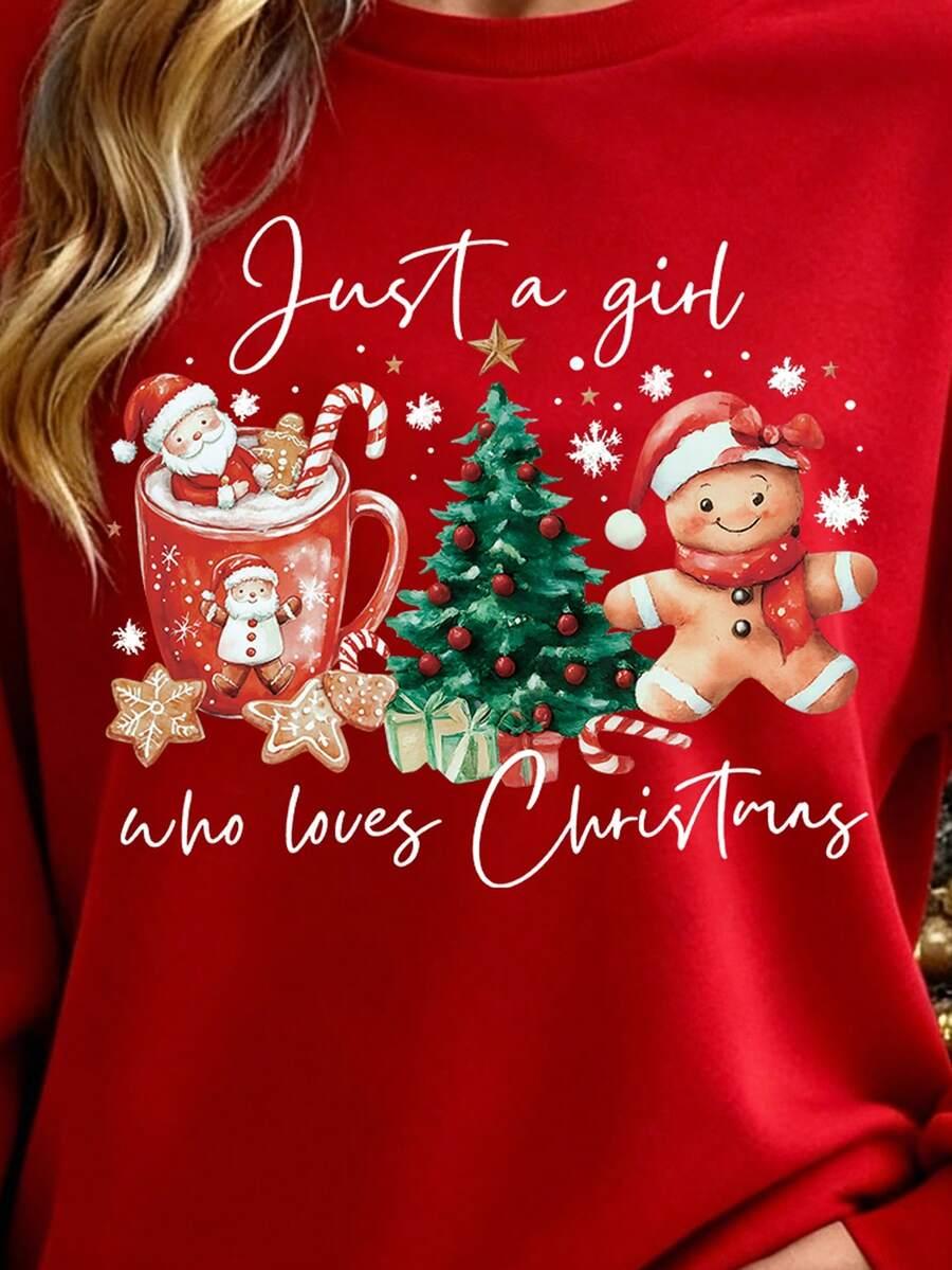SHEIN CZERWONA BLUZA BEZ KAPTURA MOTYW ŚWIĄTECZNY BDD__S