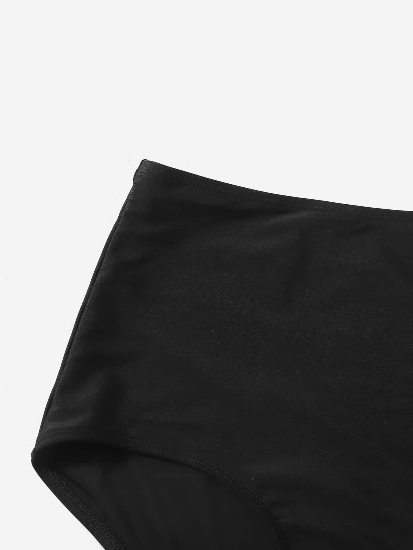 SHEIN CZARNY DÓŁ OD BIKINI WYSOKI STAN S09__46