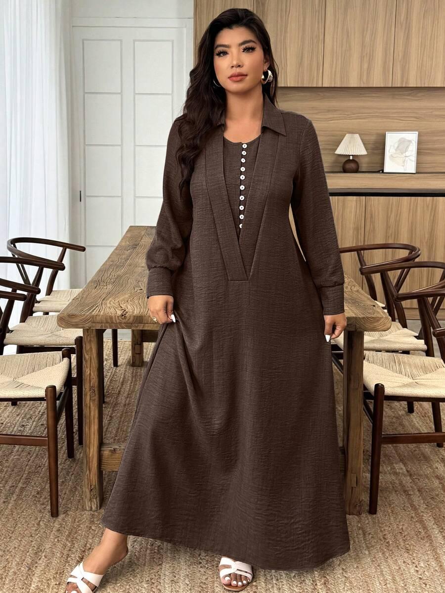 SHEIN BRĄZOWA MAXI SUKIENKA S06__48