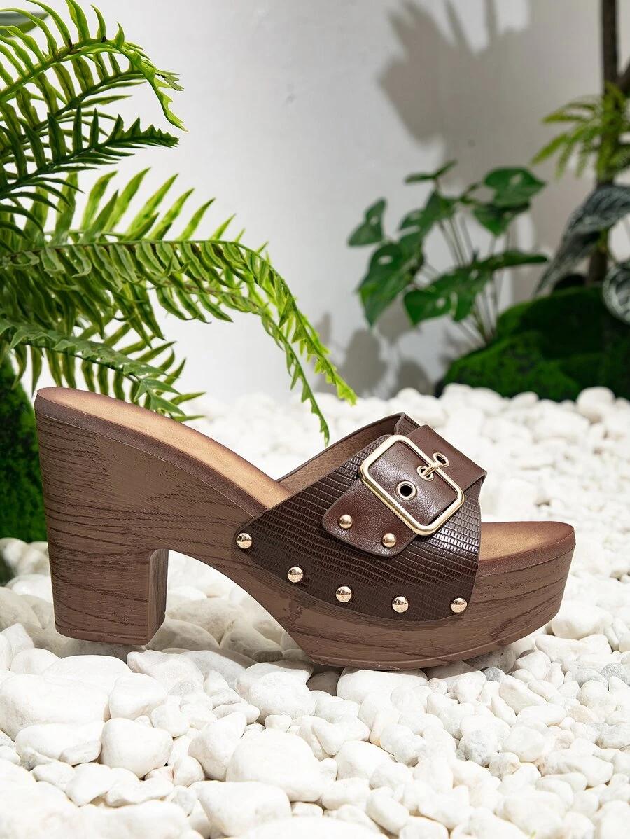 SHEIN BRĄZOWE KLAPKI PLATFORMA S06__41