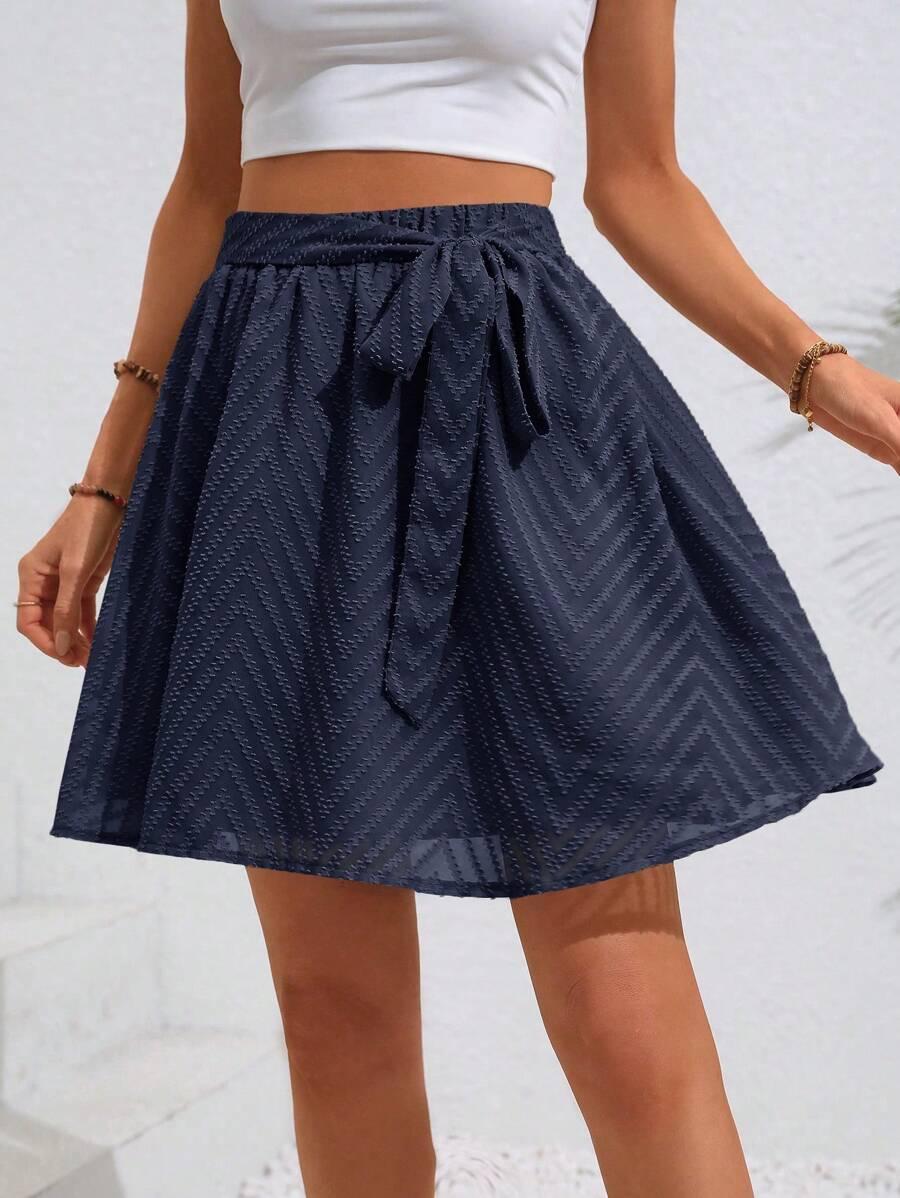 SHEIN GRANATOWA SPÓDNICA KOKARDA S06__M