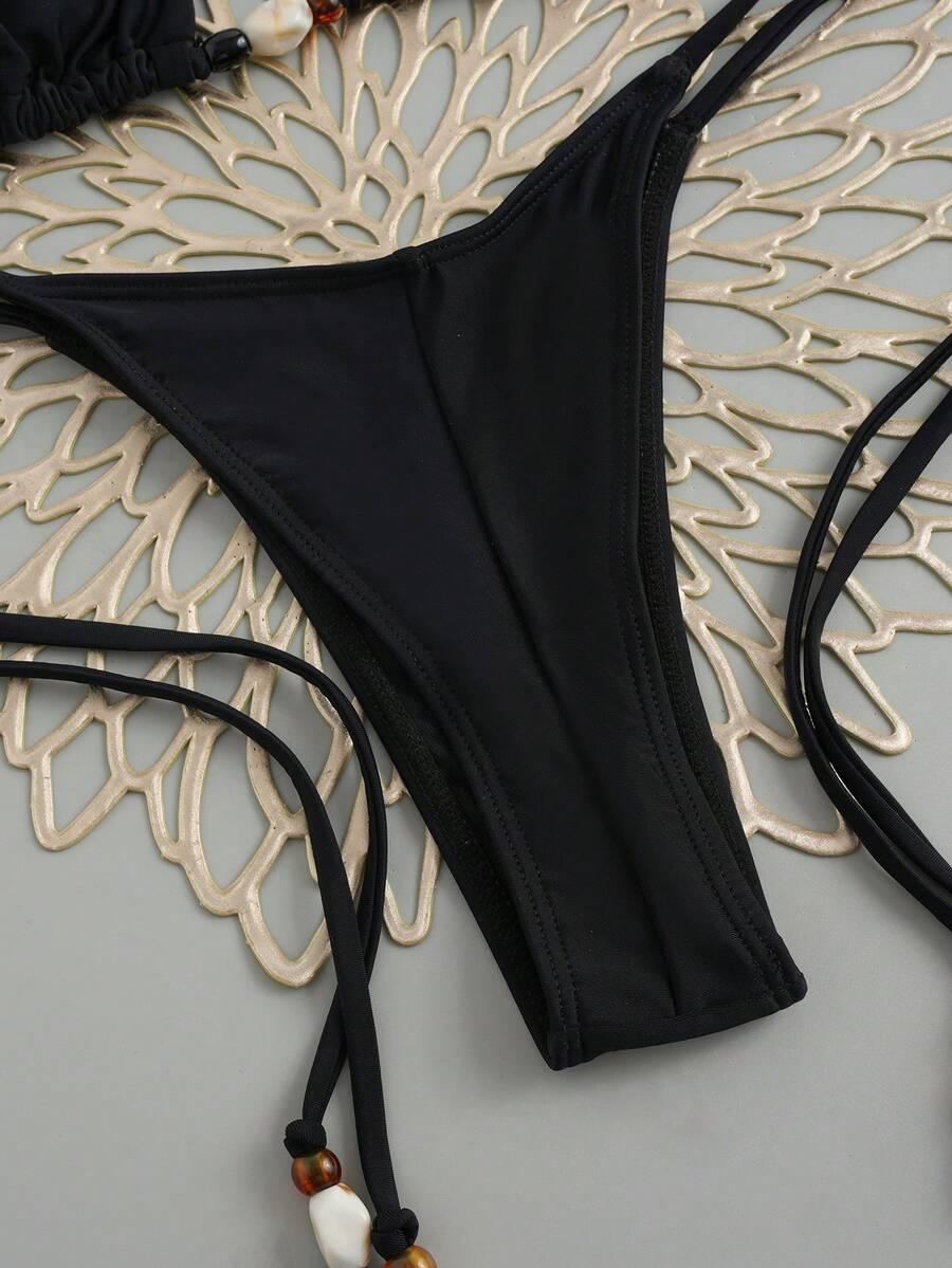 SHEIN CZARNY DWUCZĘŚCIOWY STRÓJ KĄPIELOWY S09__L