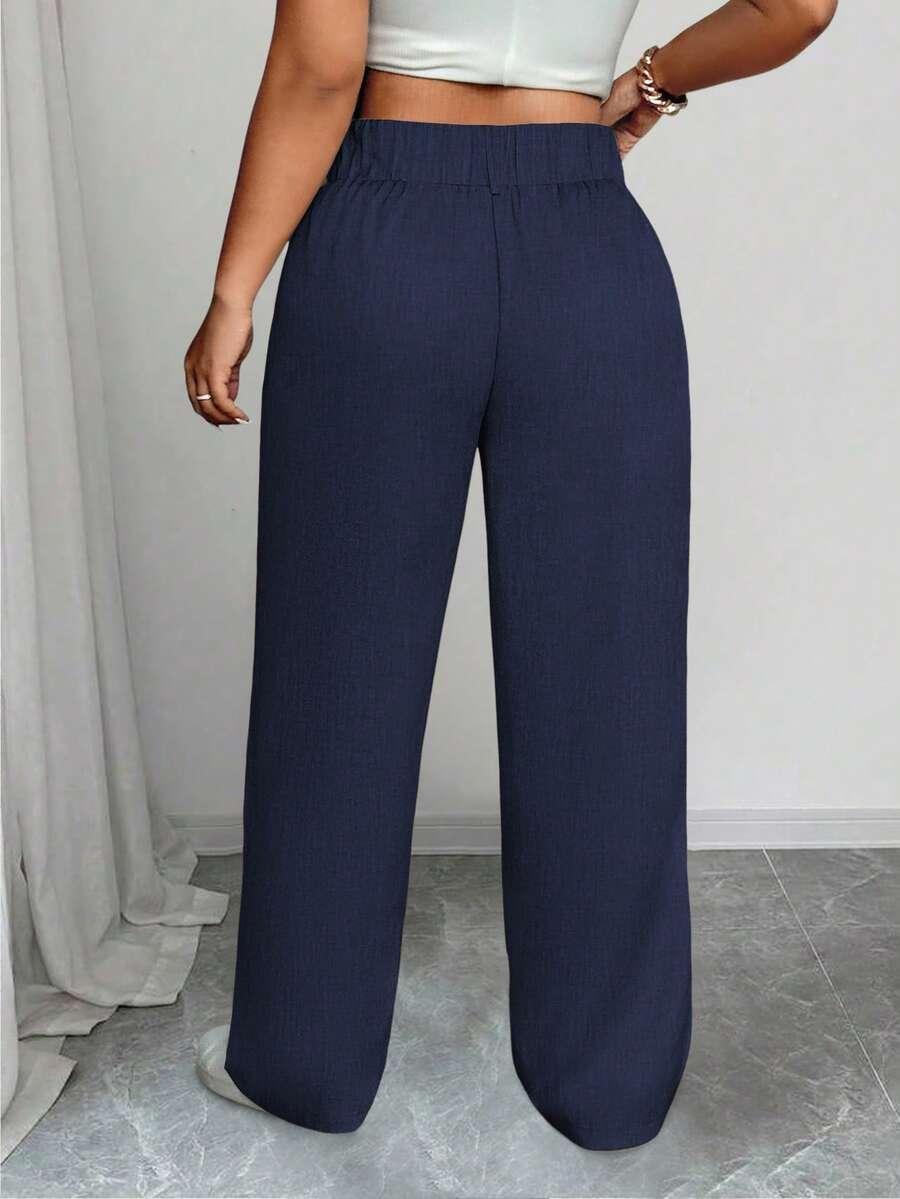 SHEIN NIEBIESKIE SPODNIE PROSTA NOGAWKA S06__48
